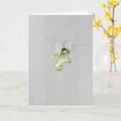 Golden Baby Schnuller mit weißem Bogen personalisi Karte (Gelbe Blume)