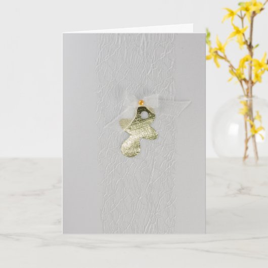 Golden Baby Schnuller mit weißem Bogen personalisi Karte (Gelbe Blume)