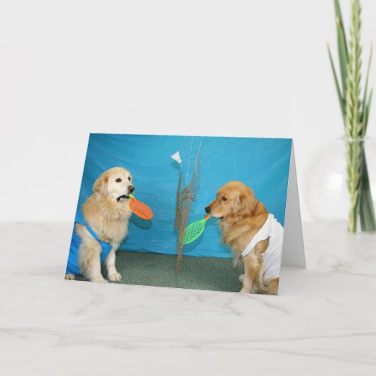 Golden Badminton Birthday Karte (Vorderseite)