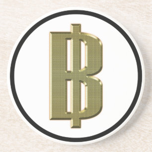 GOLDEN BAHT SIGN ฿ thailändischer ฿ Sandstein Untersetzer