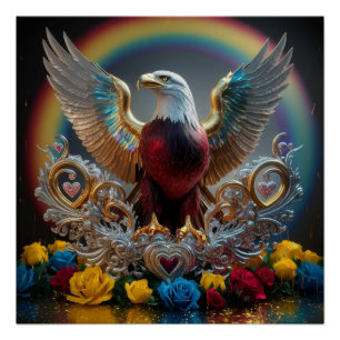Golden Bald Eagle 3D Digital Masterpiece von AJZ Poster