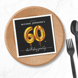 Golden Balloon Black 60. Geburtstagsparty Serviette