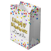 Golden Balloon Happy Noroz Persian New Year Mittlere Geschenktüte (Rückseite Schrägansicht)