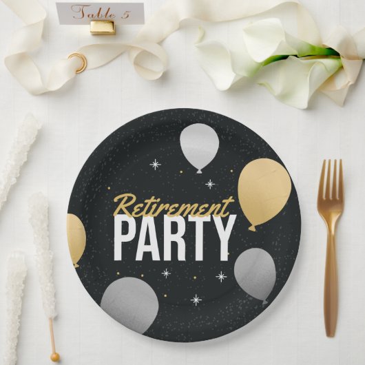 Golden Balloon Send‑Off Plate Pappteller (Hochzeit)