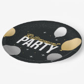 Golden Balloon Send‑Off Plate Pappteller (Schrägansicht)