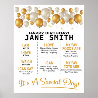 Golden Balloons 16x20 Vorlage Geburtstag Poster