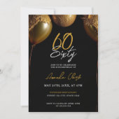 Golden Balloons auf schwarzem Hintergrund 60. Gebu Einladung (Vorderseite)