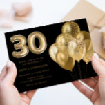 Golden Balloons Black 30. Geburtstag Party Einladung<br><div class="desc">Gold Balloons Black 30. Geburtstag Party Einladung Siehe Matching Kollektion im Niche & Nest Store</div>