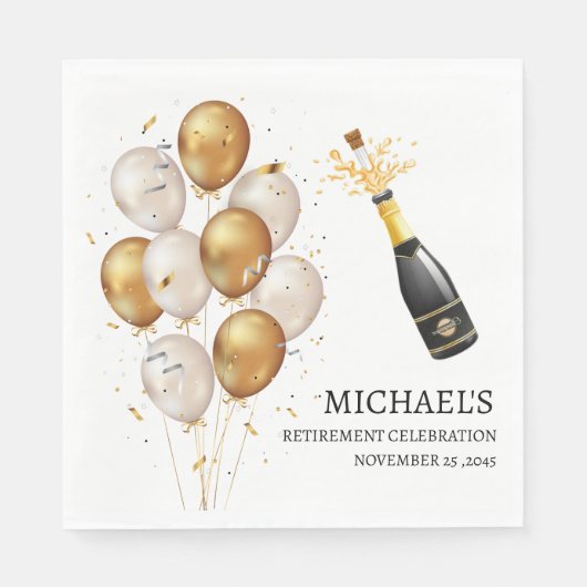 Golden Balloons Retirement Party Serviette (Vorderseite)