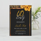 Golden Balloons und Confetti Frame 60. Geburtstag Einladung (Stehend Vorderseite)