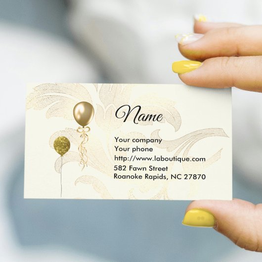 Golden Balloons und Florals Business Card Visitenkarte
