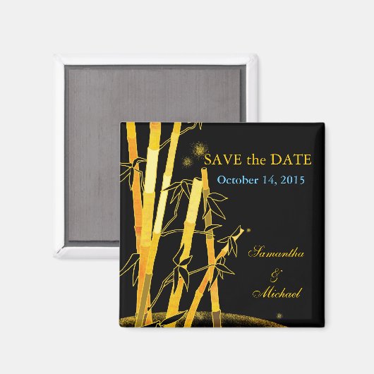Golden Bamboos: Save the Date Hochzeitsmagnete Magnet (Vorderseite/Rückseite)