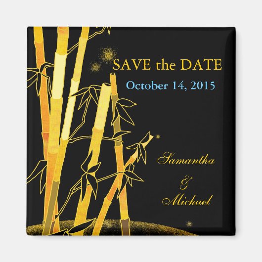 Golden Bamboos: Save the Date Hochzeitsmagnete Magnet (Vorne)
