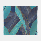 Golden Banana Leaf: Luxuriöses Muster. Fleecedecke (Vorderseite (Horizontal))