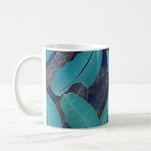 Golden Banana Leaf: Luxuriöses Muster. Kaffeetasse