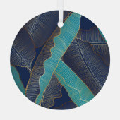 Golden Banana Leaf: Luxuriöses Muster. Ornament Aus Glas (Rückseite)