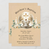 Golden Baptismal Baby Boy Christening Taufe Einladung (Vorne/Hinten)