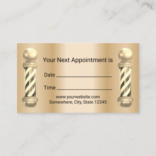 Golden Barber Barbershop Hair Stylist Ernennung Terminkarte (Rückseite)