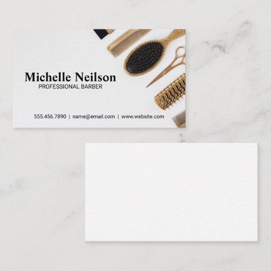 Golden Barber Tools Visitenkarte (Vorne/Hinten)