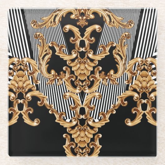 Golden barocke, aufwändige Dekoration. Glasuntersetzer (Vorderseite)