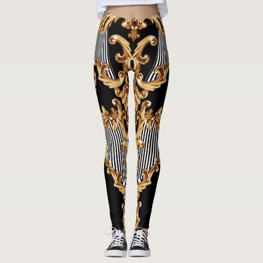 Golden barocke, aufwändige Dekoration. Leggings (Vorderseite)