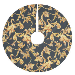 Golden barocke Krane: Rokoko-Ornament. Polyester Weihnachtsbaumdecke