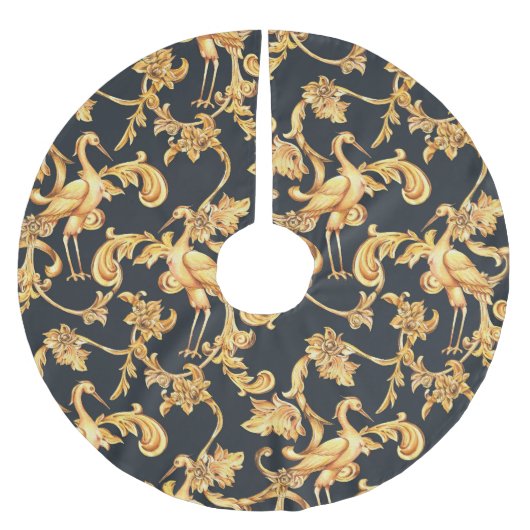 Golden barocke Krane: Rokoko-Ornament. Polyester Weihnachtsbaumdecke (Vorderseite)