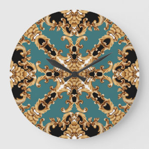Golden barocke, luxuriöse Ornament-Design. Große Wanduhr