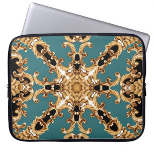 Golden barocke, luxuriöse Ornament-Design. Laptopschutzhülle
