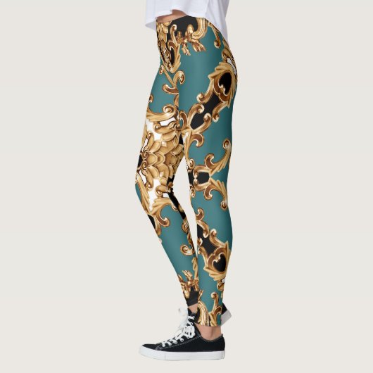 Golden barocke, luxuriöse Ornament-Design. Leggings (Links)