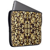 Golden Baroque Black Seamless Muster Laptopschutzhülle (Vorne Rechts)