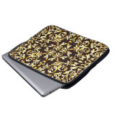 Golden Baroque Black Seamless Muster Laptopschutzhülle (Vorne Knopf)
