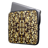 Golden Baroque Black Seamless Muster Laptopschutzhülle (Vorderseite Links)
