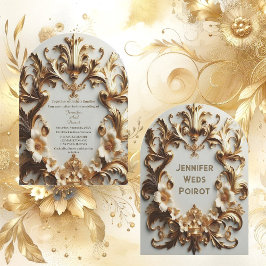 Golden Baroque Grandeur Weiße Blume Ristorante Al  Einladung