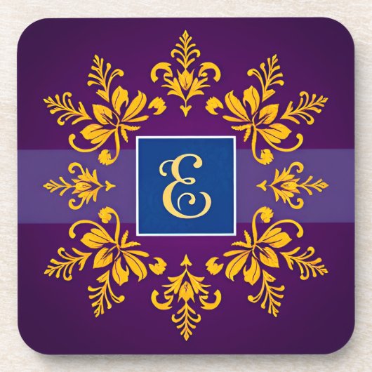 Golden Baroque Letter E Getränkeuntersetzer (Vorderseite)