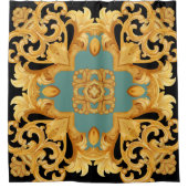 Golden Baroque Ornament 3D Elemente Duschvorhang (Vorderseite)