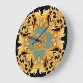 Golden Baroque Ornament 3D Elemente Große Wanduhr (Winkel)