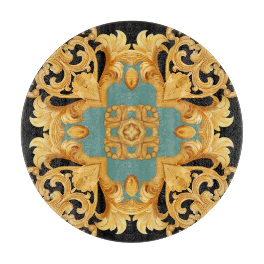 Golden Baroque Ornament 3D Elemente Schneidebrett (Vorderseite)
