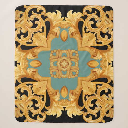 Golden Baroque Ornament 3D Elemente Sherpadecke (Vorderseite)