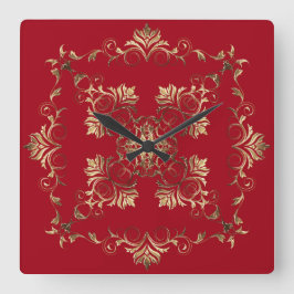 Golden Baroque. Quadratische Wanduhr