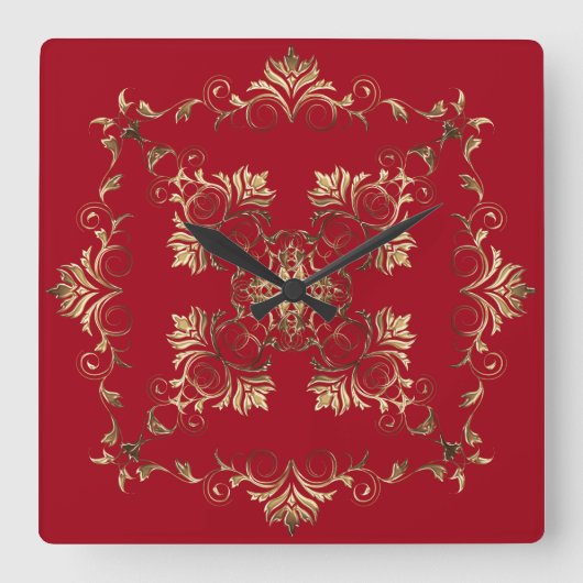 Golden Baroque. Quadratische Wanduhr (Vorderseite)