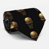 Golden Basketball & Hoop Design Krawatte (Gerollt)