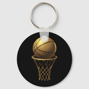 Golden Basketball & Hoop Design Schlüsselanhänger
