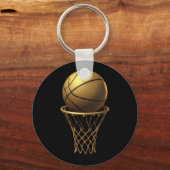 Golden Basketball & Hoop Design Schlüsselanhänger (Vorderseite)