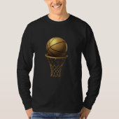 Golden Basketball & Hoop Design T-Shirt (Vorderseite)