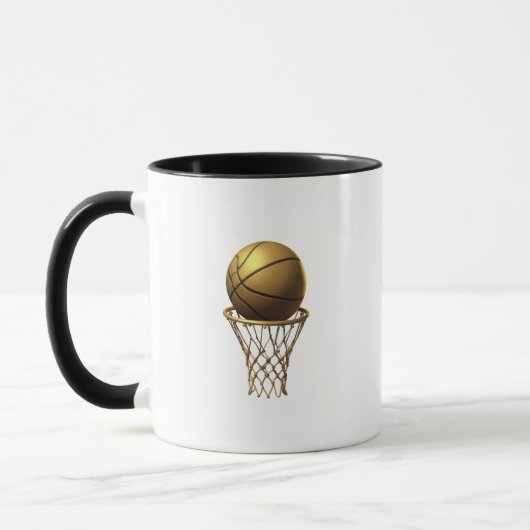 Golden Basketball & Hoop Design Tasse (Links)