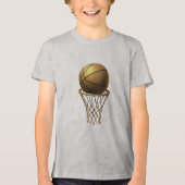 Golden Basketball & Hoop Design Tri-Blend Shirt (Vorderseite)