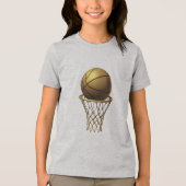 Golden Basketball & Hoop Design Tri-Blend Shirt (Vorderseite)