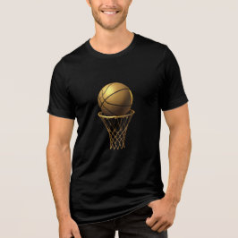 Golden Basketball & Hoop Design Tri-Blend Shirt