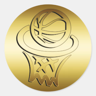 GOLDEN BASKETBALL HOOP RUNDER AUFKLEBER